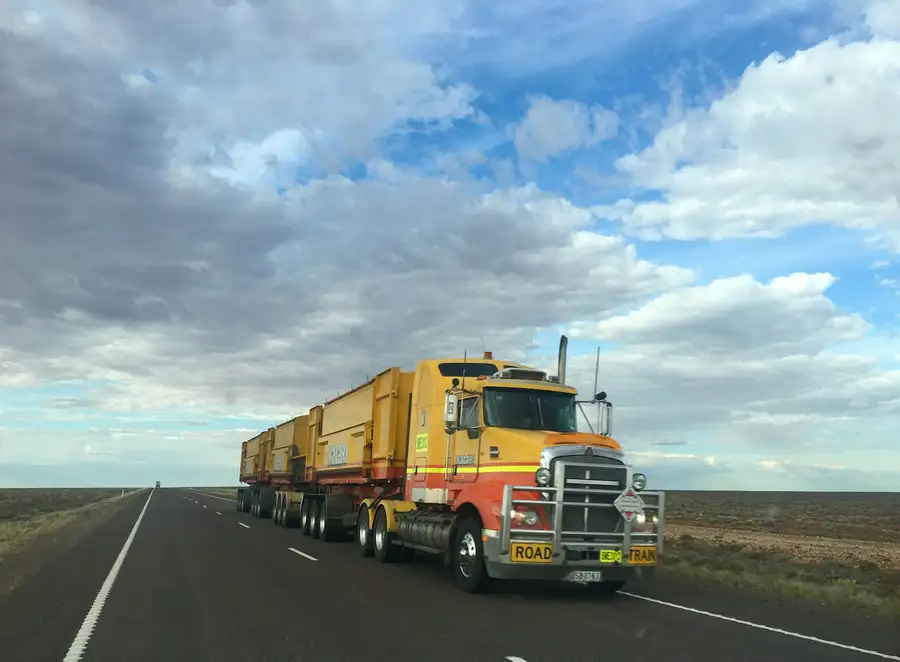 A road train on an outback highway